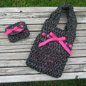 Black Plastic Crochet Purse – Wallet Set