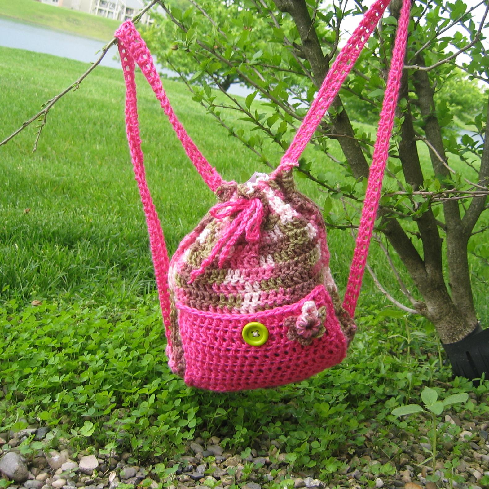 Camo Crochet Drawstring Backpack