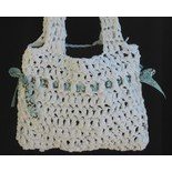 Green-Bow Crocheted Plastic Tote