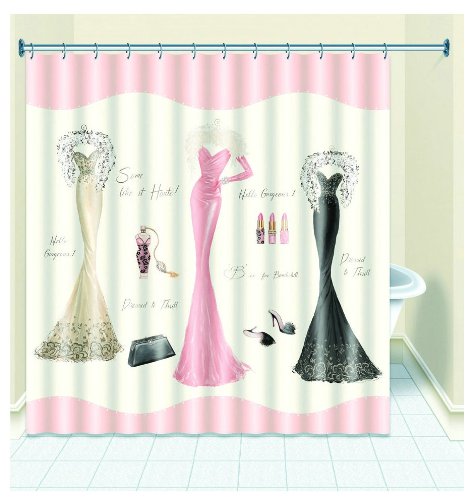 Ayygift Chic Dressed to thrill Fabric Shower Curtain Liner Dresses Pri